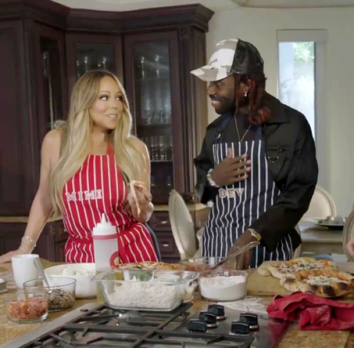 Chef Andrea shows Mariah Carey how to make pizza on *Moments with Mimi*, and she quickly dubs him
